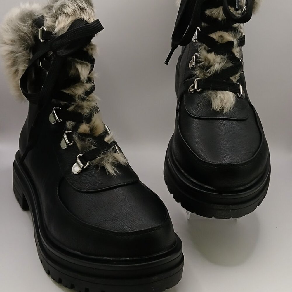 Sun + Stone Orlaa Faux Leather Combat Boots - 7M